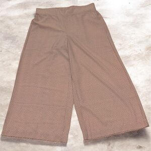 Adrianna Papell Palazzo Wide Leg Pants Blush Pink Black Polka Dot Pull On L